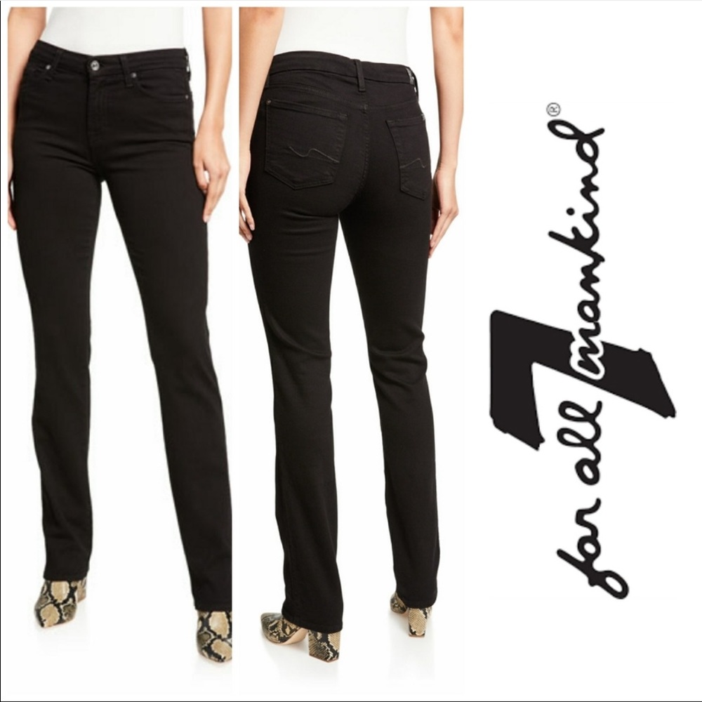 7 For All Mankind Black Straight Leg Jeans. EUC.